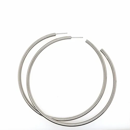 Extra Large Natural Polished Round Hoop Earrings